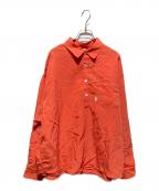 KEBOZケボズ）の古着「プルオーバーシャツ/ POPLIN PULLOVER SHIRT」｜オレンジ