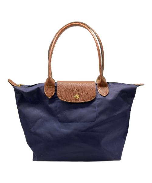 LONGCHAMP（ロンシャン）LONGCHAMP (ロンシャン) ル プリアージュ オリジナル M ショルダーバッグ ネイビー×ブラウンの古着・服飾アイテム