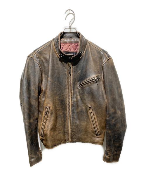 HARLEY-DAVIDSON（ハーレーダビッドソン）HARLEY-DAVIDSON (ハーレーダビッドソン) 加工レザーライダースジャケット ブラウン サイズ:Lの古着・服飾アイテム