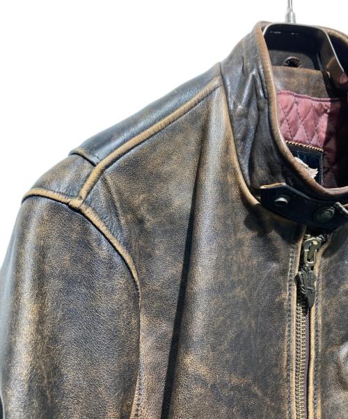 HARLEY-DAVIDSON（ハーレーダビッドソン）HARLEY-DAVIDSON (ハーレーダビッドソン) 加工レザーライダースジャケット ブラウン サイズ:Lの古着・服飾アイテム