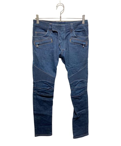 BALMAIN（バルマン）BALMAIN (バルマン) 蛇腹バイカー デニムパンツ インディゴ サイズ:29の古着・服飾アイテム
