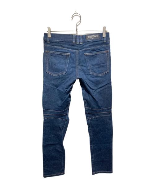 BALMAIN（バルマン）BALMAIN (バルマン) 蛇腹バイカー デニムパンツ インディゴ サイズ:29の古着・服飾アイテム