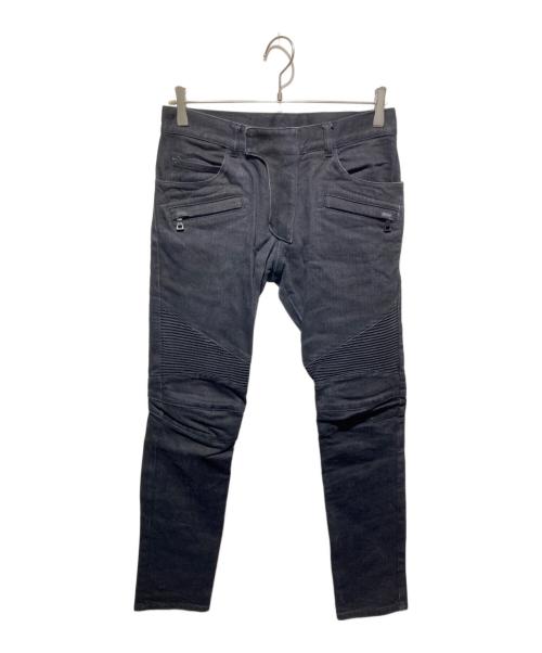 BALMAIN（バルマン）BALMAIN (バルマン) 蛇腹バイカー デニムパンツ ブラック サイズ:29の古着・服飾アイテム