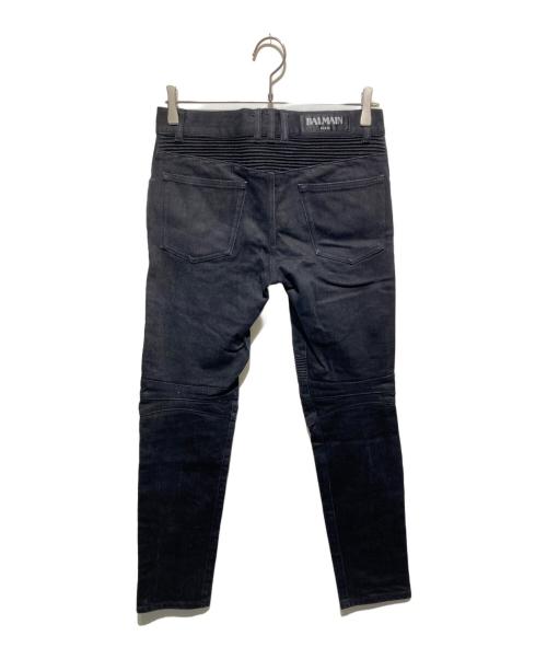 BALMAIN（バルマン）BALMAIN (バルマン) 蛇腹バイカー デニムパンツ ブラック サイズ:29の古着・服飾アイテム