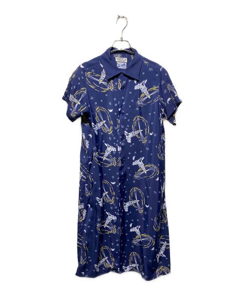 Sun Surf（サンサーフ）Sun Surf (サンサーフ) BEAMS BOY (ビームスボーイ) 総柄ワンピース ネイビー サイズ:FREEの古着・服飾アイテム