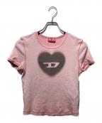 DIESELディーゼル）の古着「T-ELE  ハートモチーフリブカットソー」｜ピンク