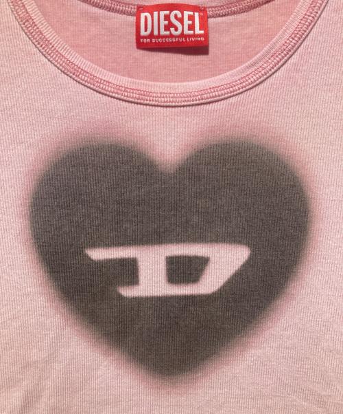 DIESEL（ディーゼル）DIESEL (ディーゼル) T-ELE  ハートモチーフリブカットソー ピンク サイズ:Mの古着・服飾アイテム