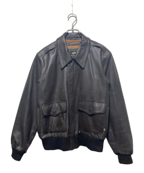 ALPHA（アルファ）ALPHA (アルファ) レザージャケットフライトジャケット/A-2 JACKET ブラウン サイズ:Sの古着・服飾アイテム