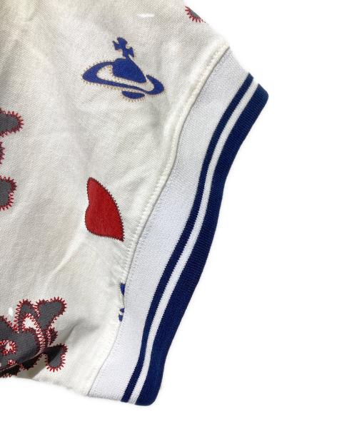 Vivienne Westwood RED LABEL（ヴィヴィアンウエストウッドレッドレーベル）Vivienne Westwood RED LABEL (ヴィヴィアンウエストウッドレッドレーベル) ハートオーブモチーフポロシャツ/HEART SKULL ORB PRINTポロトップ ホワイト サイズ:00 未使用品の古着・服飾アイテム
