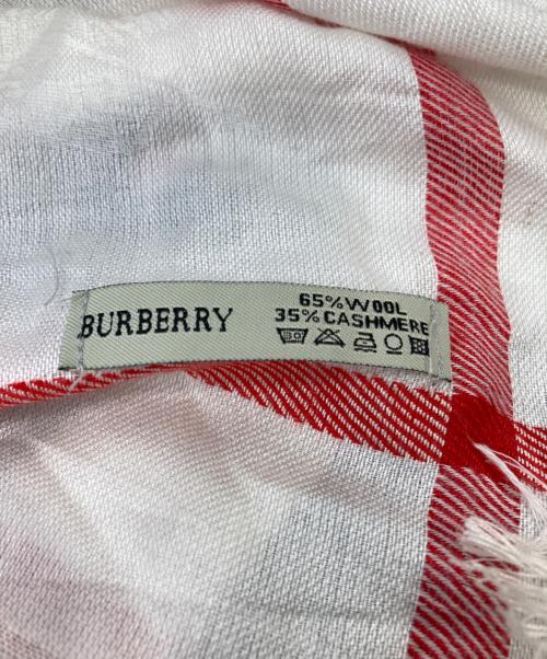 BURBERRY（バーバリー）BURBERRY (バーバリー) ウールカシミヤ大判スカーフ ホワイトの古着・服飾アイテム