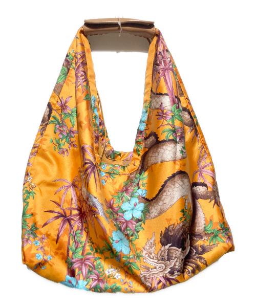 JIM THOMPSON（ジムトンプソン）JIM THOMPSON (ジムトンプソン) 総柄シルクホーボーバッグ オレンジの古着・服飾アイテム