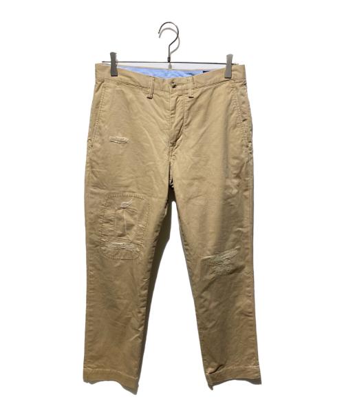 POLO RALPH LAUREN（ポロ・ラルフローレン）POLO RALPH LAUREN (ポロ・ラルフローレン) リペア加工ストレートチノパン ベージュ サイズ:30/30の古着・服飾アイテム
