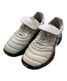 glamb（グラム）の古着「Crack Leather Sneakers / クラックレザースニーカー」｜ブラック×アイボリー