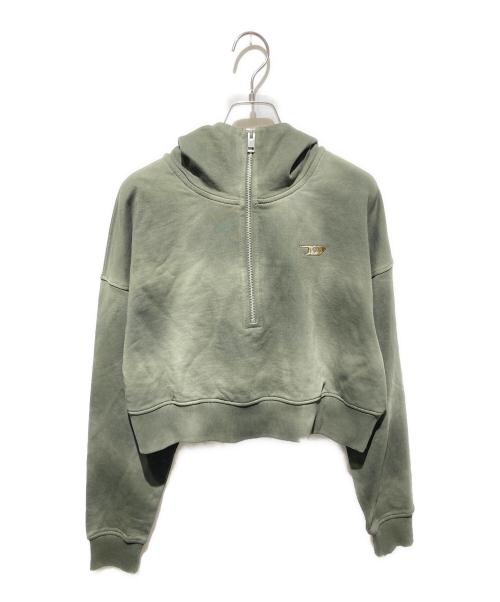 DIESEL（ディーゼル）DIESEL (ディーゼル) ハートロゴショートハーフジップパーカー カーキ サイズ:Mの古着・服飾アイテム