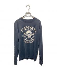 VANSON（バンソン）の古着「VANSON LEATHERSプリント長袖カットソー」｜ブラック