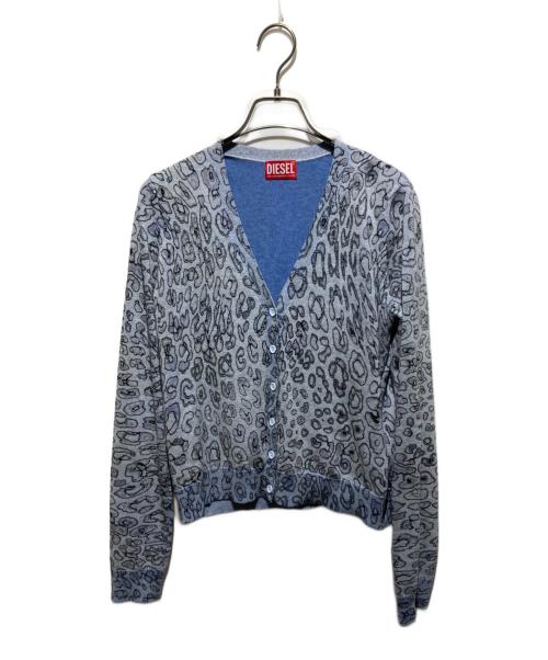 DIESEL（ディーゼル）DIESEL (ディーゼル) M-ALIMA-LEO 総柄カーディガン ブラック×ブルー サイズ:Mの古着・服飾アイテム