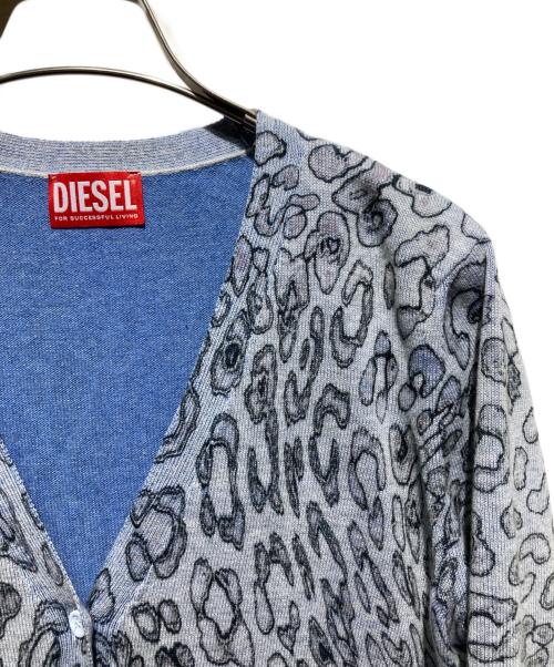 DIESEL（ディーゼル）DIESEL (ディーゼル) M-ALIMA-LEO 総柄カーディガン ブラック×ブルー サイズ:Mの古着・服飾アイテム