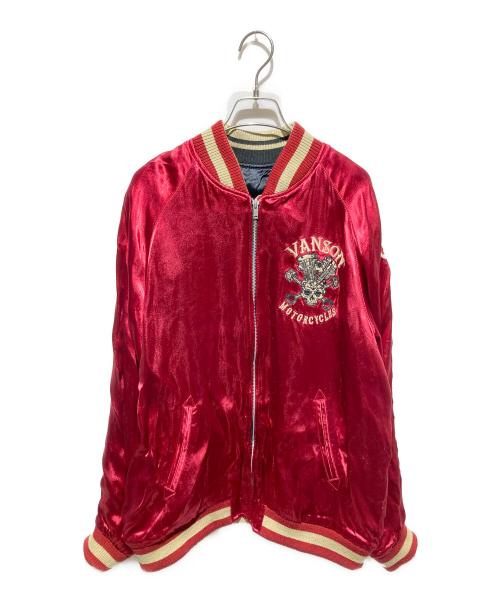 VANSON（バンソン）VANSON (バンソン) ピストンスカルイーグルリバーシブルスカジャン レッド×ブラック サイズ:XLの古着・服飾アイテム