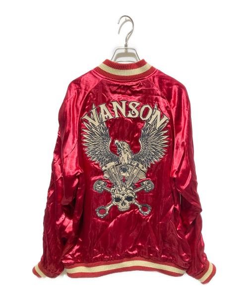 VANSON（バンソン）VANSON (バンソン) ピストンスカルイーグルリバーシブルスカジャン レッド×ブラック サイズ:XLの古着・服飾アイテム