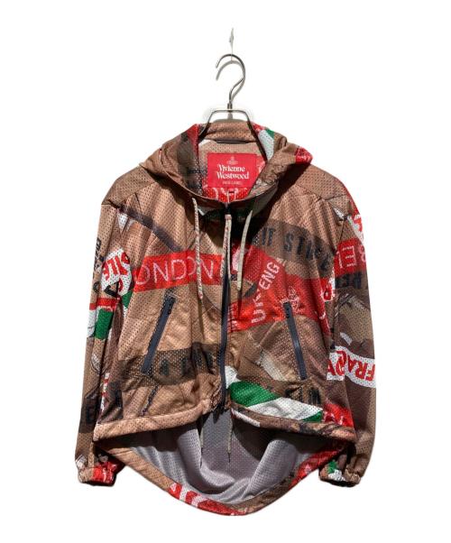 Vivienne Westwood RED LABEL（ヴィヴィアンウエストウッドレッドレーベル）Vivienne Westwood RED LABEL (ヴィヴィアンウエストウッドレッドレーベル) MESH TAPE PRINTピロークロップドフーディー ブラウン サイズ:00 未使用品の古着・服飾アイテム