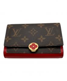 LOUIS VUITTON（ルイ ヴィトン）の古着「ポルトフォイユ・フロール コンパクト/M64588」｜ブラウン×レッド