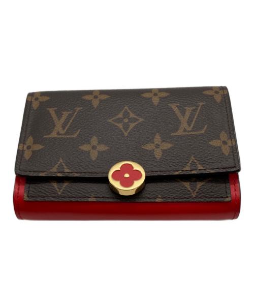 LOUIS VUITTON（ルイ ヴィトン）LOUIS VUITTON (ルイ ヴィトン) ポルトフォイユ・フロール コンパクト/M64588 ブラウン×レッドの古着・服飾アイテム