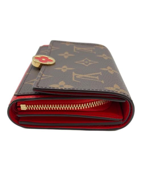 LOUIS VUITTON（ルイ ヴィトン）LOUIS VUITTON (ルイ ヴィトン) ポルトフォイユ・フロール コンパクト/M64588 ブラウン×レッドの古着・服飾アイテム
