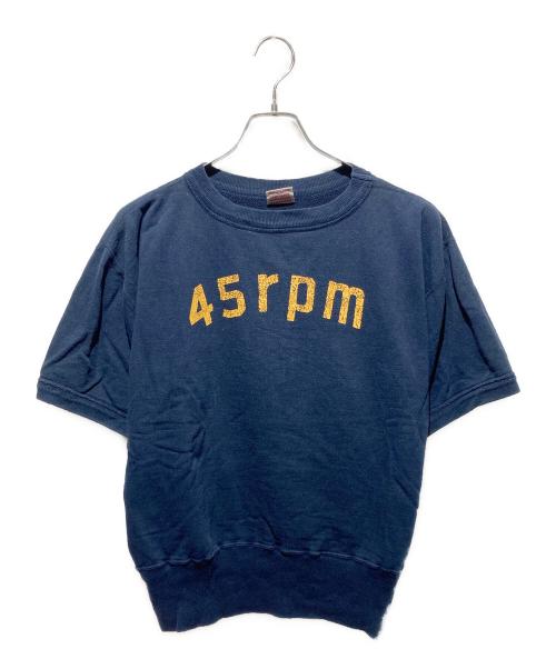 45rpm（45アールピーエム）45rpm (45アールピーエム) 45RPMプリント半袖スウェット ネイビー サイズ:3の古着・服飾アイテム