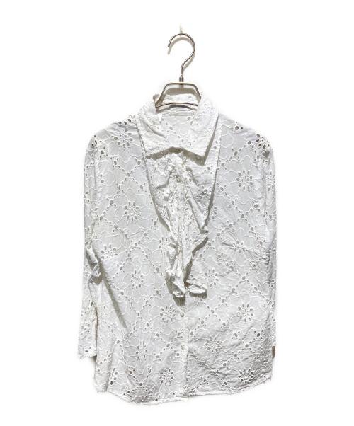 NARA CAMICIE（ナラカミーチェ）NARA CAMICIE (ナラカミーチェ) カットワークレースフリルシャツ ホワイト サイズ:2の古着・服飾アイテム