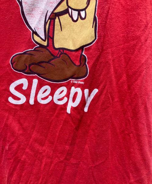 DISNEY（ディズニー）Disney (ディズニー) 80s ヴィンテージ sleepyプリントtシャツ レッド サイズ:XLの古着・服飾アイテム