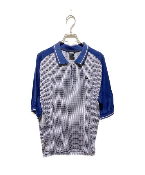 NIKE（ナイキ）NIKE (ナイキ) 90ｓ陰陽ロゴハーフジップTシャツ ベージュ×ネイビー サイズ:Ｍの古着・服飾アイテム