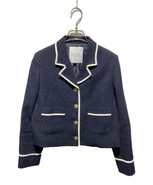 Loulou Willoughby（ルルウィルビー）Loulou Willoughby (ルルウィルビー) 24ss ブライトツイードバイカラージャケット ブラック サイズ:2の古着・服飾アイテム