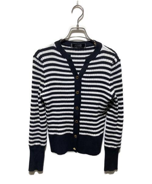 Loulou Willoughby（ルルウィルビー）Loulou Willoughby (ルルウィルビー) バイカラーキーネックカーディガン ブラック サイズ:2の古着・服飾アイテム