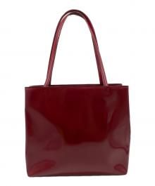 PRADA（プラダ）の古着「トライアングルロゴプレート パテントレザー トートバッグ」｜レッド