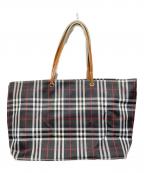 BURBERRY LONDONバーバリーロンドン）の古着「チェック柄舟型トートバック」｜ブラック