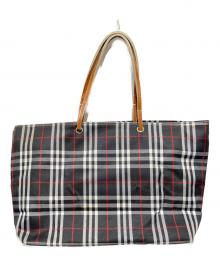 BURBERRY LONDON（バーバリーロンドン）の古着「チェック柄舟型トートバック」｜ブラック