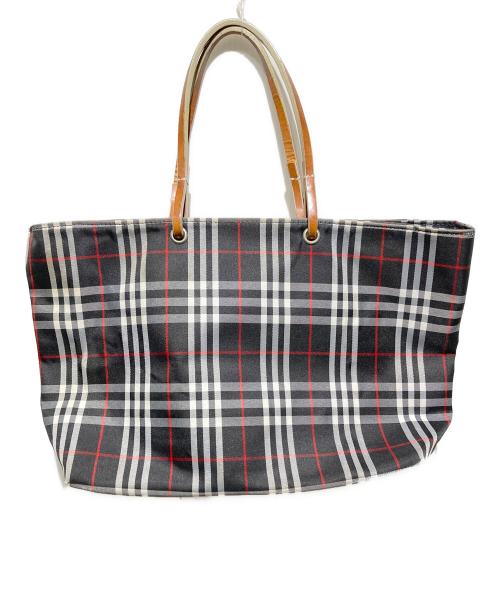 BURBERRY LONDON（バーバリーロンドン）BURBERRY LONDON (バーバリーロンドン) チェック柄舟型トートバック ブラックの古着・服飾アイテム