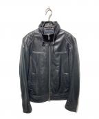 BURBERRY BLACK LABELバーバリーブラックレーベル）の古着「ラムレザーシングルライダースジャケット」｜ブラック