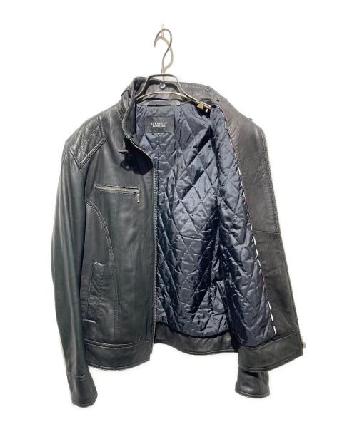 BURBERRY BLACK LABEL（バーバリーブラックレーベル）BURBERRY BLACK LABEL (バーバリーブラックレーベル) ラムレザーシングルライダースジャケット ブラック サイズ:Mの古着・服飾アイテム