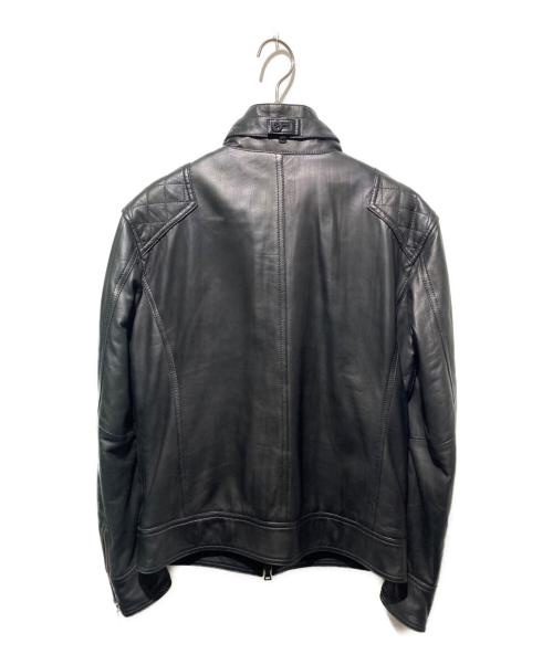 BURBERRY BLACK LABEL（バーバリーブラックレーベル）BURBERRY BLACK LABEL (バーバリーブラックレーベル) ラムレザーシングルライダースジャケット ブラック サイズ:Mの古着・服飾アイテム