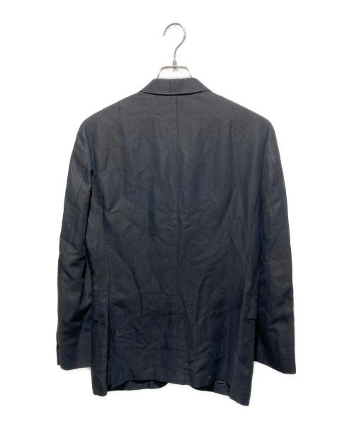 BURBERRY BLACK LABEL（バーバリーブラックレーベル）BURBERRY BLACK LABEL (バーバリーブラックレーベル) 背抜きリネン混ロゴボタンテーラードジャケット ブラック サイズ:Ｌの古着・服飾アイテム