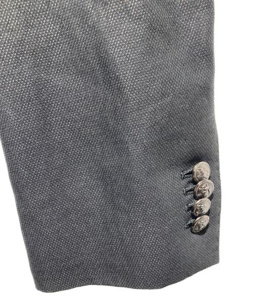 BURBERRY BLACK LABEL（バーバリーブラックレーベル）BURBERRY BLACK LABEL (バーバリーブラックレーベル) 背抜きリネン混ロゴボタンテーラードジャケット ブラック サイズ:Ｌの古着・服飾アイテム