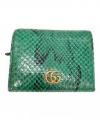 GUCCIグッチ）の古着「GGマーモントコンパクトウォレット パイソン」｜グリーン