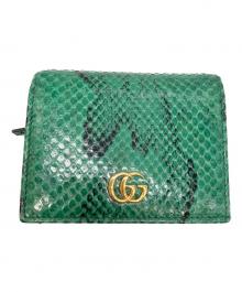 GUCCI（グッチ）の古着「GGマーモントコンパクトウォレット パイソン」｜グリーン