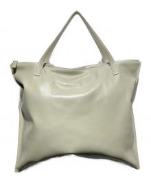 JIL SANDER（ジルサンダー）の古着「ZIP TOTE MD/レザートートバッグ」｜グレージュ