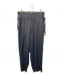 s'yte Yohji Yamamoto（サイト ヨウジヤマモト）の古着「ワイドパンツ/HIDDEN YELLOW INKGLEN FOLDOVER SUSPENDER PANTS」｜ブラック