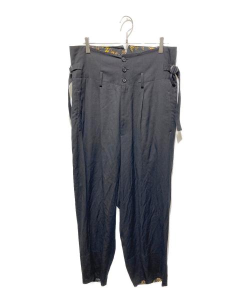 s'yte Yohji Yamamoto（サイト ヨウジヤマモト）s'yte Yohji Yamamoto (サイト ヨウジヤマモト) ワイドパンツ/HIDDEN YELLOW INKGLEN FOLDOVER SUSPENDER PANTS ブラック サイズ:34の古着・服飾アイテム