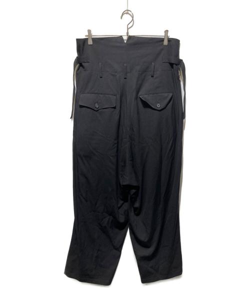 s'yte Yohji Yamamoto（サイト ヨウジヤマモト）s'yte Yohji Yamamoto (サイト ヨウジヤマモト) ワイドパンツ/HIDDEN YELLOW INKGLEN FOLDOVER SUSPENDER PANTS ブラック サイズ:34の古着・服飾アイテム