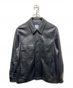 PAUL SMITHポールスミス）の古着「アシンメトリーポケット レザージャケット」｜ブラック