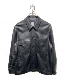 PAUL SMITH（ポールスミス）の古着「アシンメトリーポケット レザージャケット」｜ブラック
